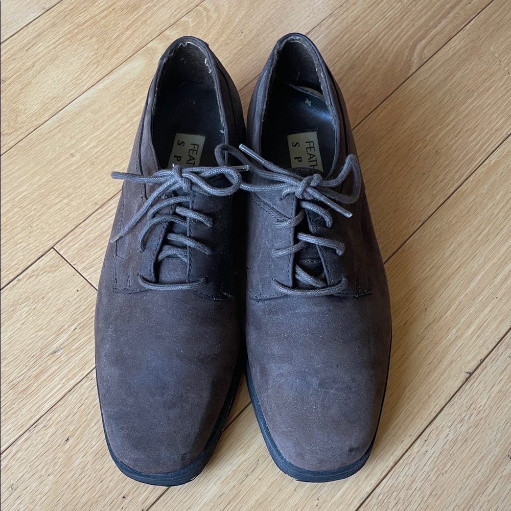 Vintage Brown Leather Lace-Up Shoes by Feather Lite Sport